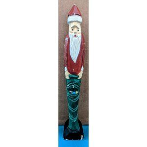 Vintage Hand Carved Wooden 8" Tall Skinny Santa Christmas Figurine